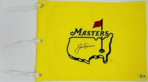 Jack Nicklaus autograph, Jack Nicklaus signed, Augusta Masters flag, Masters Tournament memorabilia, golf pin flag signed, signed golf flag, golf memorabilia collectible, PGA legend autograph, Masters golf collectible, Golden Bear autograph, Augusta golf flag, golf autograph collectible, Masters champion memorabilia, golf memorabilia, Jack Nicklaus collectible