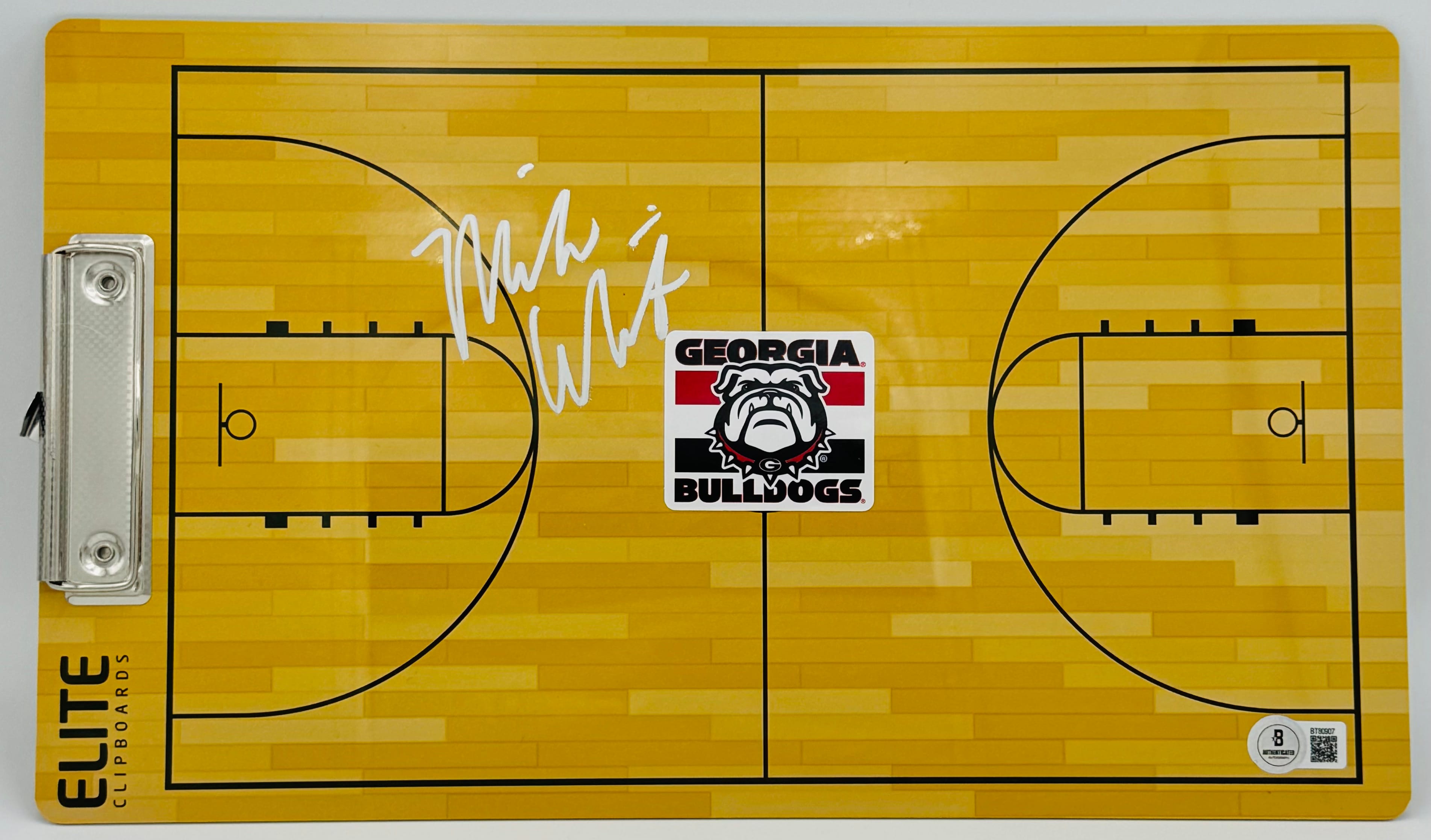 Mike White autograph, Coach Mike White signed, Georgia Bulldogs basketball, Georgia Bulldogs autograph, signed basketball clipboard, coaching clipboard signed, NCAA basketball memorabilia, SEC basketball collectible, Georgia Bulldogs collectible, basketball coach autograph, signed sports clipboard, college basketball memorabilia, Bulldogs basketball collectible, Georgia basketball autograph, unique sports collectible