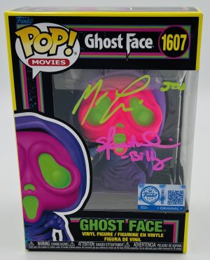 Matthew Lillard autograph, Skeet Ulrich autograph, Matthew Lillard signed, Skeet Ulrich signed, Ghostface Funko Pop, Ghostface Blacklight Funko, Scream Funko Pop, Billy Loomis autograph, Stu Macher autograph, dual signed Funko Pop, horror Funko collectible, signed Ghostface Funko, slasher film collectible, Scream memorabilia collectible, horror movie collectible