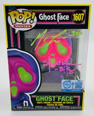 Matthew Lillard autograph, Skeet Ulrich autograph, Matthew Lillard signed, Skeet Ulrich signed, Ghostface Funko Pop, Ghostface Blacklight Funko, Scream Funko Pop, Billy Loomis autograph, Stu Macher autograph, dual signed Funko Pop, horror Funko collectible, signed Ghostface Funko, slasher film collectible, Scream memorabilia collectible, horror movie collectible