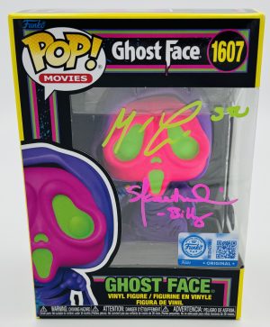 Matthew Lillard autograph, Skeet Ulrich autograph, Matthew Lillard signed, Skeet Ulrich signed, Ghostface Funko Pop, Ghostface Blacklight Funko, Scream Funko Pop, Billy Loomis autograph, Stu Macher autograph, dual signed Funko Pop, horror Funko collectible, signed Ghostface Funko, slasher film collectible, Scream memorabilia collectible, horror movie collectible