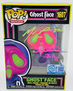 Matthew Lillard autograph, Skeet Ulrich autograph, Matthew Lillard signed, Skeet Ulrich signed, Ghostface Funko Pop, Ghostface Blacklight Funko, Scream Funko Pop, Billy Loomis autograph, Stu Macher autograph, dual signed Funko Pop, horror Funko collectible, signed Ghostface Funko, slasher film collectible, Scream memorabilia collectible, horror movie collectible