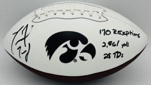 Marvin McNutt autograph, Marvin McNutt signed, Iowa Hawkeyes football, Iowa Hawkeyes signed football, logo football signed, official size football signed, Iowa football memorabilia, Big Ten football collectible, college football memorabilia, Hawkeyes collectible, signed sports football, Iowa receiver autograph, Hawkeyes football collectible