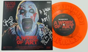 Spencer Charnas autograph, David Howard Thornton autograph, Ice Nine Kills signed, Spencer Charnas signed, David Howard Thornton signed, Ice Nine Kills vinyl, 7 inch vinyl signed, horror music memorabilia, metalcore collectible, signed vinyl record, horror crossover collectible, music memorabilia collectible, Art the Clown autograph, Ice Nine Kills collectible, signed record album