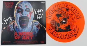 Spencer Charnas autograph, Spencer Charnas signed, Ice Nine Kills vinyl, A Work of Art vinyl, Terrifier collectible, Art the Clown collectible, horror music memorabilia, 7 inch vinyl signed, metalcore collectible, signed vinyl record, horror crossover collectible, music memorabilia collectible, Ice Nine Kills collectible, signed record album, Terrifier memorabilia