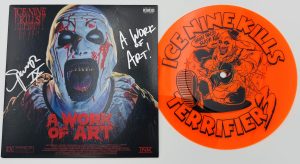 Spencer Charnas autograph, Spencer Charnas signed, Ice Nine Kills vinyl, A Work of Art vinyl, Terrifier collectible, Art the Clown collectible, horror music memorabilia, 7 inch vinyl signed, metalcore collectible, signed vinyl record, horror crossover collectible, music memorabilia collectible, Ice Nine Kills collectible, signed record album, Terrifier memorabilia