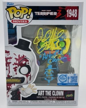 David Howard Thornton autograph, David Howard Thornton signed, Art the Clown autograph, Art the Clown Funko Pop, Terrifier Funko Pop, Terrifier 3 collectible, Chase Funko Pop signed, horror Funko collectible, signed Funko Pop, horror movie memorabilia, Art the Clown collectible, Funko Pop autographed, Terrifier memorabilia, horror collectible, signed horror Funko