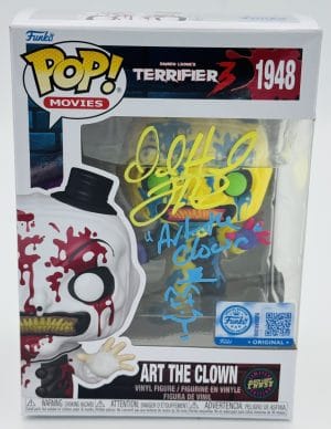 David Howard Thornton autograph, David Howard Thornton signed, Art the Clown autograph, Art the Clown Funko Pop, Terrifier Funko Pop, Terrifier 3 collectible, Chase Funko Pop signed, horror Funko collectible, signed Funko Pop, horror movie memorabilia, Art the Clown collectible, Funko Pop autographed, Terrifier memorabilia, horror collectible, signed horror Funko