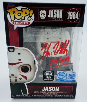 Kane Hodder autograph, Kane Hodder signed, Jason Voorhees autograph, Jason Funko Pop, Friday the 13th Funko, Hot Topic exclusive Funko, Scare Fair exclusive, horror Funko collectible, signed Funko Pop, slasher film collectible, horror movie memorabilia, Jason collectible, Funko Pop autographed, Friday the 13th memorabilia, signed horror Funko