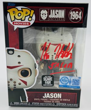 Kane Hodder autograph, Kane Hodder signed, Jason Voorhees autograph, Jason Funko Pop, Friday the 13th Funko, Hot Topic exclusive Funko, Scare Fair exclusive, horror Funko collectible, signed Funko Pop, slasher film collectible, horror movie memorabilia, Jason collectible, Funko Pop autographed, Friday the 13th memorabilia, signed horror Funko