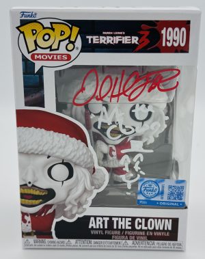 David Howard Thornton autograph, David Howard Thornton signed, Art the Clown autograph, Santa Art the Clown Funko, Terrifier Funko Pop, Terrifier 3 collectible, special edition Funko, holiday horror collectible, horror Funko collectible, signed Funko Pop, horror movie memorabilia, Art the Clown collectible, Funko Pop autographed, Terrifier memorabilia, signed horror Funko
