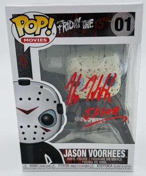Kane Hodder autograph, Kane Hodder signed, Jason Voorhees autograph, Jason Funko Pop, Friday the 13th Funko, horror Funko collectible, signed Funko Pop, slasher film collectible, horror movie memorabilia, Jason collectible, Funko Pop autographed, Friday the 13th memorabilia, horror collectible, signed horror Funko