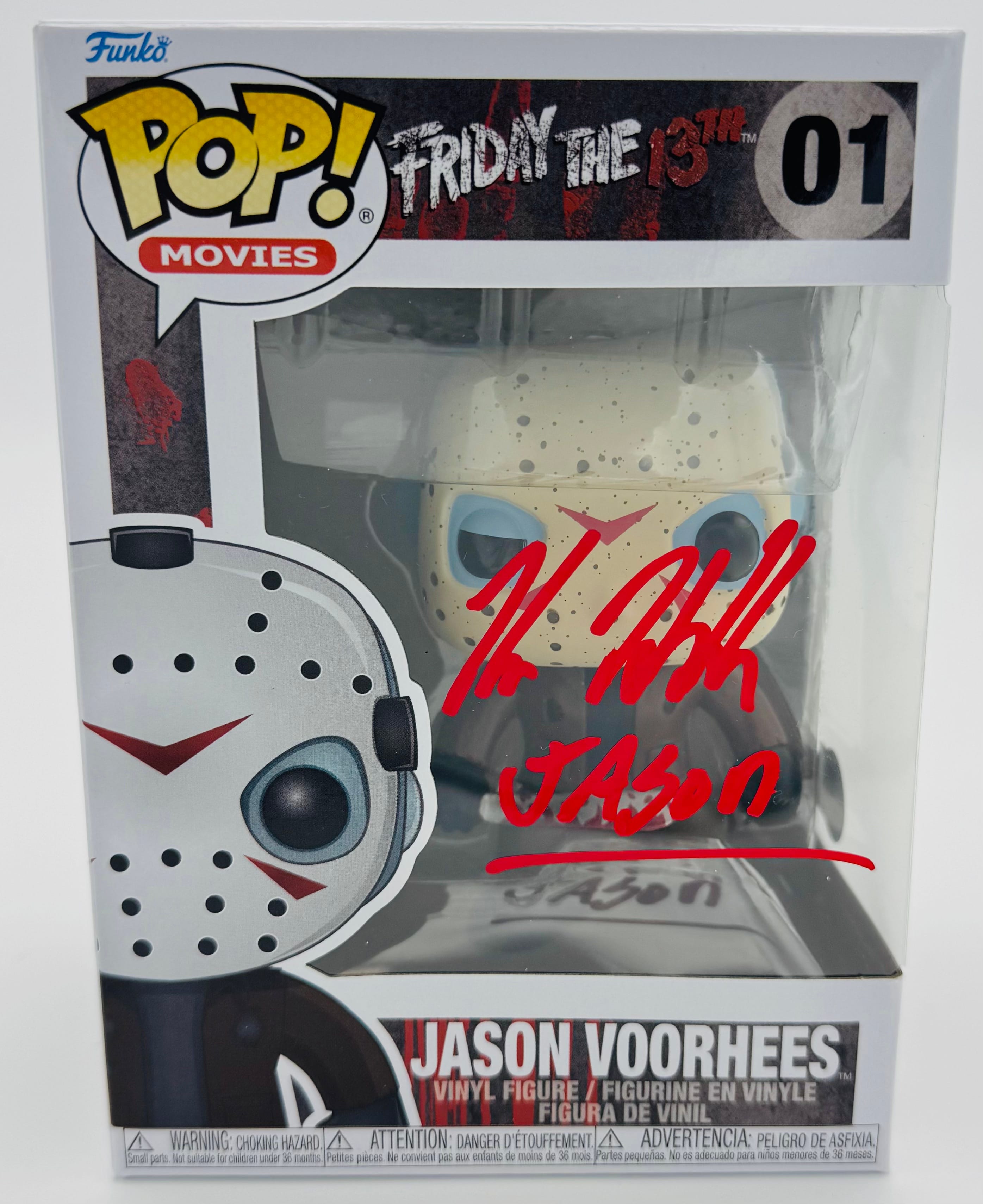 Kane Hodder autograph, Kane Hodder signed, Jason Voorhees autograph, Jason Funko Pop, Friday the 13th Funko, horror Funko collectible, signed Funko Pop, slasher film collectible, horror movie memorabilia, Jason collectible, Funko Pop autographed, Friday the 13th memorabilia, horror collectible, signed horror Funko