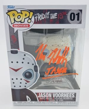 Kane Hodder autograph, Kane Hodder signed, Jason Voorhees autograph, Jason Funko Pop, Friday the 13th Funko, horror Funko collectible, signed Funko Pop, slasher film collectible, horror movie memorabilia, Jason collectible, Funko Pop autographed, Friday the 13th memorabilia, horror collectible, signed horror Funko