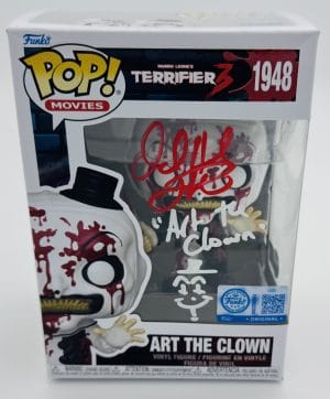 David Howard Thornton autograph, David Howard Thornton signed, Art the Clown autograph, Art the Clown Funko Pop, Terrifier Funko Pop, Terrifier 3 collectible, horror Funko collectible, signed Funko Pop, horror movie memorabilia, Art the Clown collectible, Funko Pop autographed, Terrifier memorabilia, horror collectible, signed horror Funko, horror fan collectible
