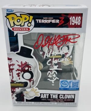 David Howard Thornton autograph, David Howard Thornton signed, Art the Clown autograph, Art the Clown Funko Pop, Terrifier Funko Pop, Terrifier 3 collectible, horror Funko collectible, signed Funko Pop, horror movie memorabilia, Art the Clown collectible, Funko Pop autographed, Terrifier memorabilia, horror collectible, signed horror Funko, horror fan collectible