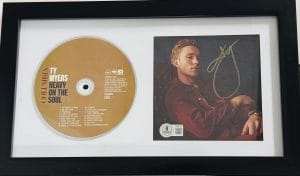 Ty Myers autograph, Ty Myers signed, Heavy On The Soul, Fame Studios Sessions, Ty Myers framed CD, signed CD display, country music autograph, country music memorabilia, framed music collectible, signed music display, country artist collectible, music memorabilia collectible, Beckett authenticated, BAS certified autograph, signed country memorabilia, Ty Myers collectible, framed autograph display, country music fan collectible, signed CD artwork, music room display