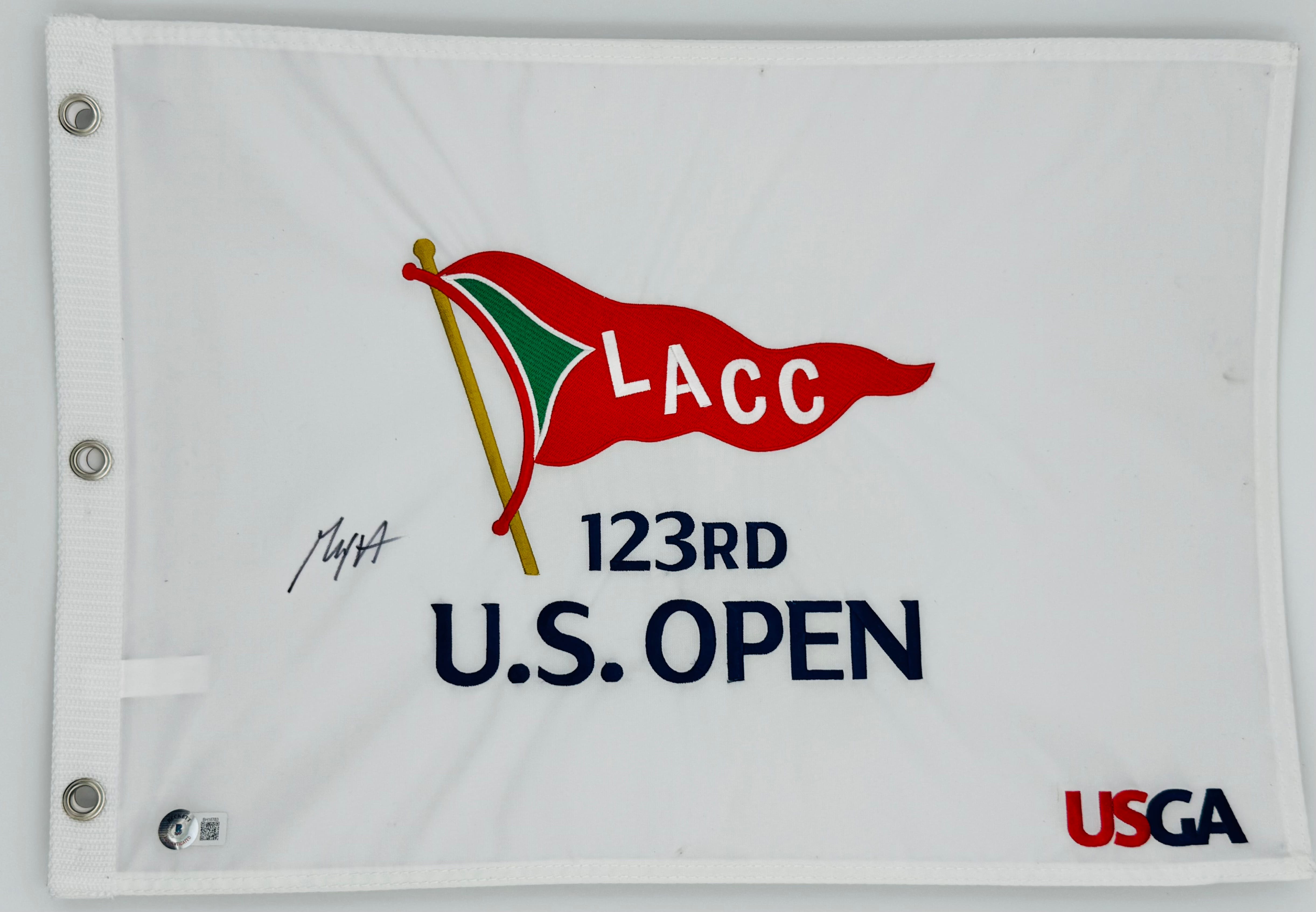 Max Homa, Max Homa autograph, Max Homa signed flag, U.S Open golf flag, US Open pin flag, PGA Tour memorabilia, golf signed flag, signed golf flag, major championship memorabilia, golf autograph collectible, golf pin flag, golf tournament flag, golf fan collectible, PGA golf memorabilia, signed golf memorabilia