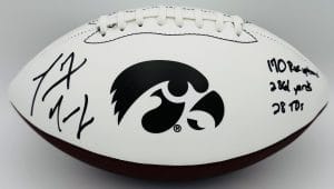 Marvin McNutt, Marvin McNutt autograph, Marvin McNutt signed football, Iowa Hawkeyes, Iowa Hawkeyes football, Iowa signed football, Iowa logo football, Hawkeyes memorabilia, Iowa football collectible, Signed football, College football signed football, NCAA football memorabilia, Official size football, Big Ten football memorabilia, Iowa wide receiver autograph