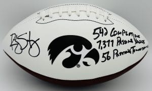Ricky Stanzi, Ricky Stanzi autograph, Ricky Stanzi signed football, Iowa Hawkeyes, Iowa Hawkeyes football, Iowa signed football, Iowa logo football, Hawkeyes memorabilia, Iowa football collectible, Signed football, College football signed football, NCAA football memorabilia, Official size football, Big Ten football memorabilia, Iowa quarterback autograph