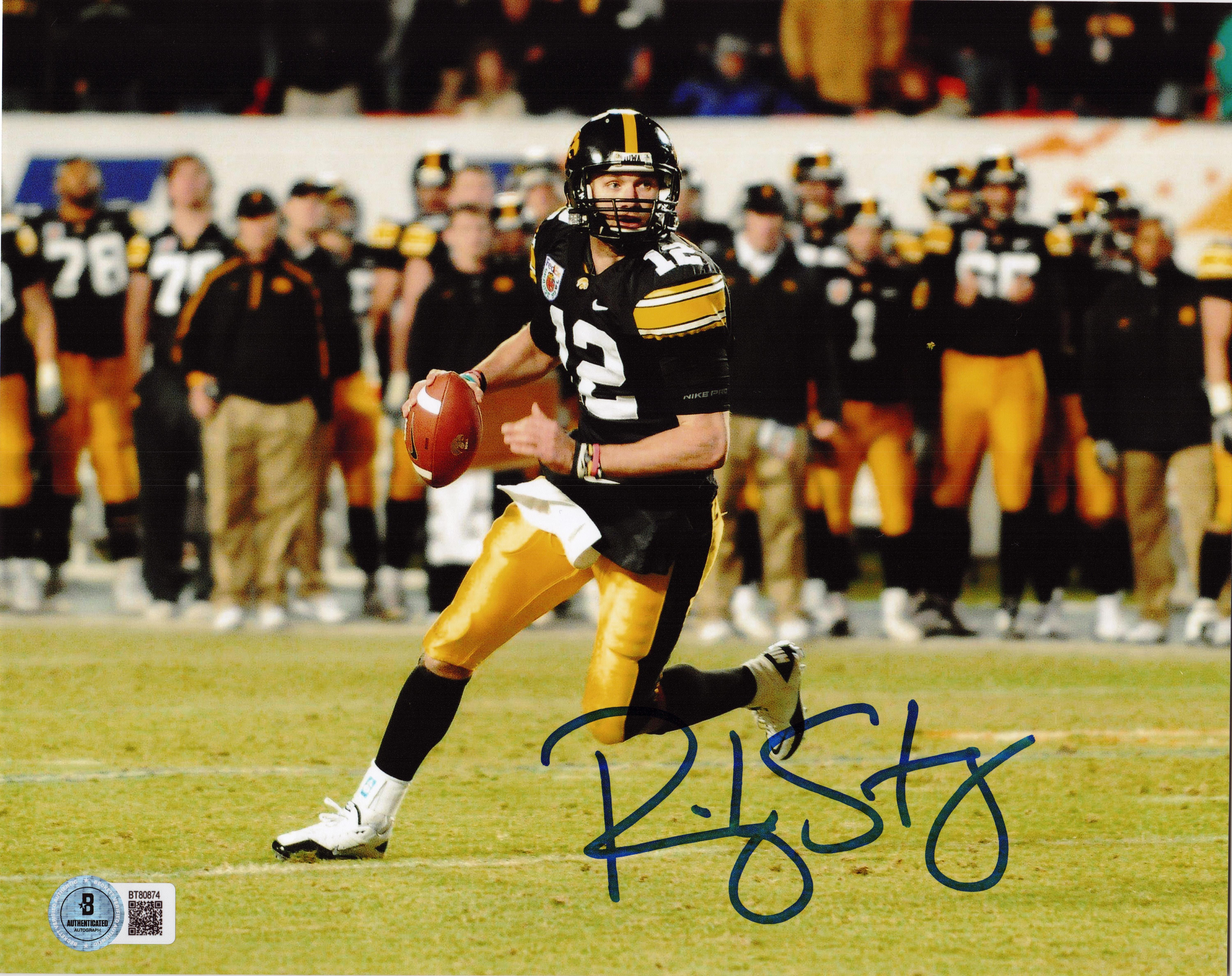 Ricky Stanzi, Ricky Stanzi autograph, Ricky Stanzi signed photo, Iowa Hawkeyes, Iowa Hawkeyes football, Iowa signed photo, Hawkeyes memorabilia, Iowa football collectible, Signed 8x10 photo, College football signed photo, NCAA football memorabilia, Big Ten football memorabilia, Iowa quarterback autograph, Hawkeyes signed photo, Iowa football photo