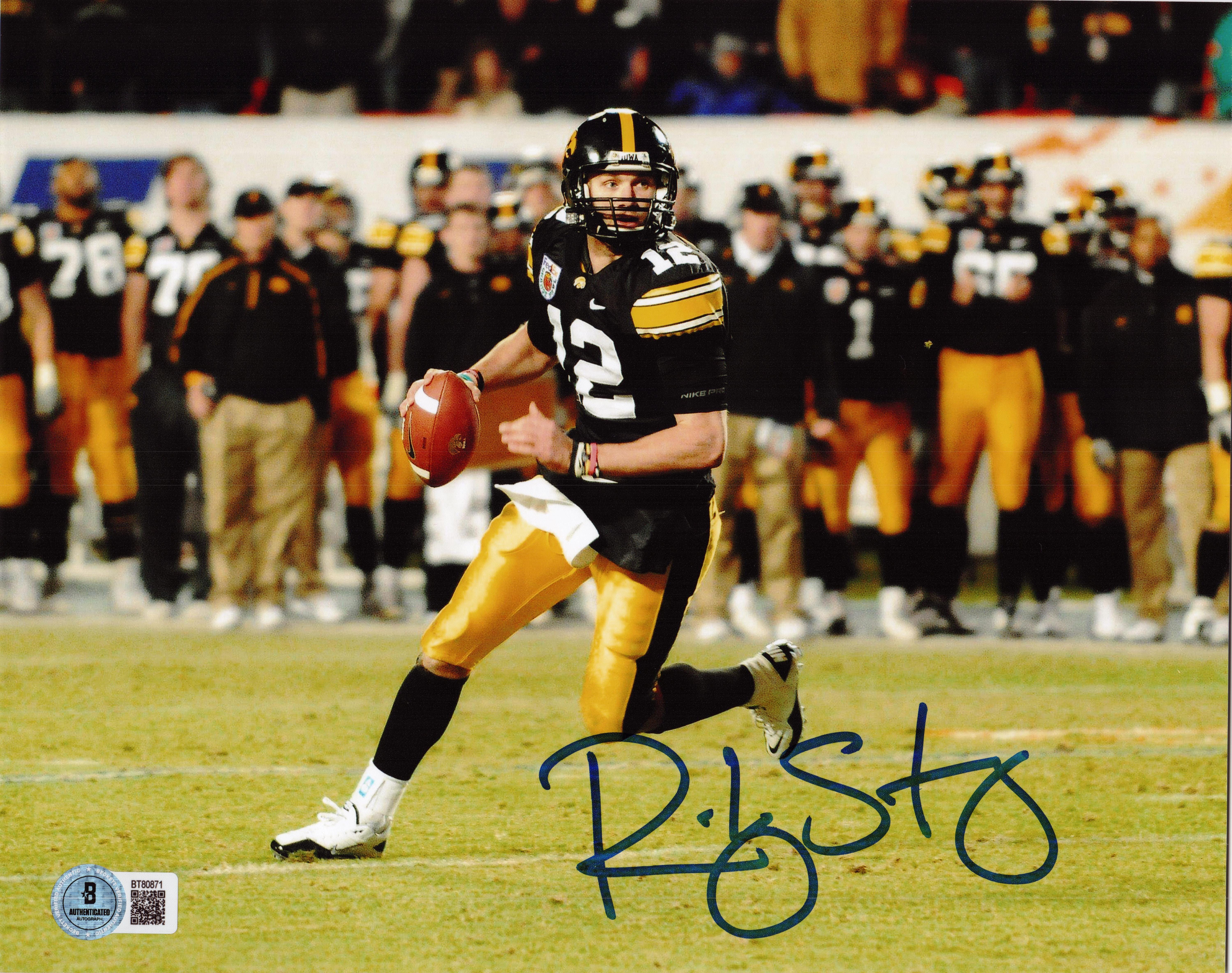 Ricky Stanzi, Ricky Stanzi autograph, Ricky Stanzi signed photo, Iowa Hawkeyes, Iowa Hawkeyes football, Iowa signed photo, Hawkeyes memorabilia, Iowa football collectible, Signed 8x10 photo, College football signed photo, NCAA football memorabilia, Big Ten football memorabilia, Iowa quarterback autograph, Hawkeyes signed photo, Iowa football photo