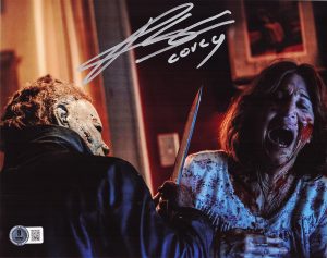 Rohan Campbell autograph, Halloween Ends signed, Michael Myers collectible, Halloween movie memorabilia, signed 8x10 photo, horror movie autograph, BAS certified autograph, Halloween franchise merch, slasher film collectible, horror collector item, movie photo signed, modern horror collectible, Halloween fan item, signed movie memorabilia, Michael Myers autograph