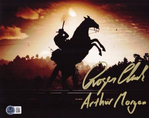 Roger Clark autograph, Arthur Morgan signed, Red Dead Redemption 2 collectible, RDR2 autograph photo, gaming memorabilia, signed 8x10 photo, Arthur Morgan collectible, BAS certified autograph, video game collectible, Rockstar Games merch, western game collectible, gaming fan item, signed video game photo, Red Dead fan item, gaming collector item