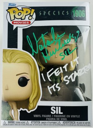 Natasha Henstridge autograph, Sil Funko Pop, Species Funko Pop 1906, Species collectible, sci fi horror memorabilia, signed Funko Pop, Sil collectible, Species movie merch, BAS certified autograph, alien Funko Pop, cult classic collectible, horror sci fi collectible, actress autograph, Funko Pop movies, Species fan item