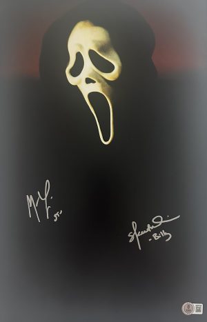Matthew Lillard autograph, Skeet Ulrich autograph, dual signed Scream, Scream signed photo, Ghostface autograph, Stu Macher Billy Loomis, horror movie memorabilia, signed 11x17 photo, Scream collectible, BAS certified autograph, slasher film collectible, horror autograph, Scream fan item, movie poster signed, dual autograph collectible