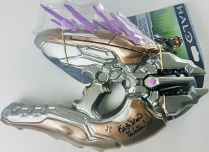 Keith David autograph, Halo Needler replica, Covenant Needler signed, Arbiter autograph, Halo collectible, Master Chief weapon, gaming memorabilia, signed Halo prop, BAS certified autograph, Halo weapon replica, sci fi gaming collectible, video game collectible, Arbiter Halo signed, licensed Halo replica, gaming collector item
