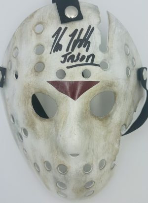Kane Hodder autograph, Jason Voorhees Part 7 mask, New Blood Jason signed, Friday the 13th collectible, horror mask collectible, slasher mask collectible, signed horror prop, BAS certified autograph, Jason Voorhees collectible, Kane Hodder signed item, Friday the 13th merch, horror memorabilia, Part 7 Jason mask, classic horror collectible, horror collector item
