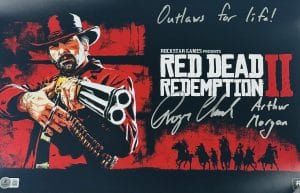 Roger Clark autograph, Roger Clark signed photo, Arthur Morgan autograph, Arthur Morgan signed, Red Dead Redemption autograph, Red Dead Redemption 2 signed, RDR2 autograph, RDR2 signed photo, Red Dead Redemption collectible, Arthur Morgan signed photo, video game autographs, gaming memorabilia, signed 11x17 photo, Beckett authenticated autograph, BAS authenticated signed photo