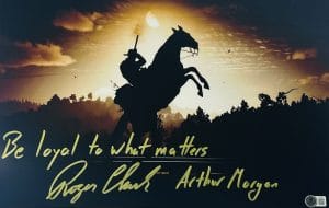 Roger Clark autograph, Roger Clark signed photo, Arthur Morgan autograph, Arthur Morgan signed, Red Dead Redemption autograph, Red Dead Redemption 2 signed, RDR2 autograph, RDR2 signed photo, Red Dead Redemption collectible, Arthur Morgan signed photo, video game autographs, gaming memorabilia, signed 11x17 photo, Beckett authenticated autograph, BAS authenticated signed photo