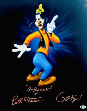 Bill Farmer, Bill Farmer signed, Bill Farmer autograph, Goofy autograph, Goofy signed photo, Disney signed photo, Disney autograph, Disney voice actor autograph, 16x20 signed photo, Metallic signed photo, Animation memorabilia, Disney collectibles, Goofy collectible, Autographed Disney photo, Beckett authenticated
