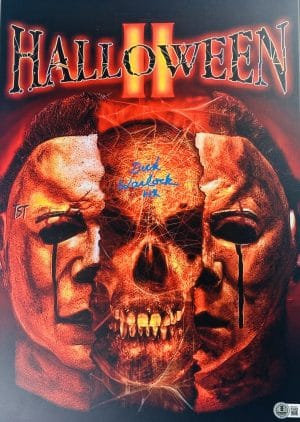 Dick Warlock signed, Dick Warlock autograph, Michael Myers signed, Halloween movie memorabilia, Halloween II autograph, Michael Myers collectible, horror movie autograph, horror memorabilia, Halloween franchise collectible, signed horror movie item, Michael Myers metal displate, horror wall art collectible, slasher movie memorabilia, authenticated celebrity autograph, Halloween collector item
