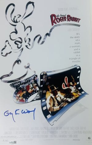 Gary Wolf, Gary Wolf signed, Gary Wolf autograph, Who Framed Roger Rabbit, Roger Rabbit autograph, Roger Rabbit signed poster, Who Framed Roger Rabbit signed, 11x17 signed poster, Signed movie poster, Autographed movie photo, Disney movie memorabilia, Animation film memorabilia, Roger Rabbit collectible, Movie creator autograph, JSA authenticated