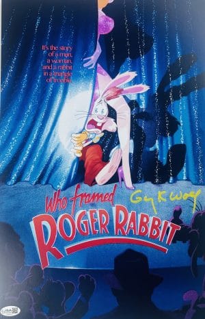 Gary Wolf, Gary Wolf signed, Gary Wolf autograph, Who Framed Roger Rabbit, Roger Rabbit autograph, Roger Rabbit signed poster, Who Framed Roger Rabbit signed, 11x17 signed poster, Signed movie poster, Autographed movie photo, Disney movie memorabilia, Animation film memorabilia, Roger Rabbit collectible, Movie creator autograph, JSA authenticated