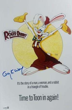 Gary Wolf, Gary Wolf signed, Gary Wolf autograph, Who Framed Roger Rabbit, Roger Rabbit autograph, Roger Rabbit signed poster, Who Framed Roger Rabbit signed, 11x17 signed poster, Signed movie poster, Autographed movie photo, Disney movie memorabilia, Animation film memorabilia, Roger Rabbit collectible, Movie creator autograph, JSA authenticated