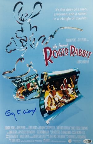 Gary Wolf, Gary Wolf signed, Gary Wolf autograph, Who Framed Roger Rabbit, Roger Rabbit autograph, Roger Rabbit signed poster, Who Framed Roger Rabbit signed, 11x17 signed poster, Signed movie poster, Autographed movie photo, Disney movie memorabilia, Animation film memorabilia, Roger Rabbit collectible, Movie creator autograph, JSA authenticated