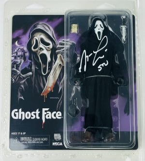Matthew Lillard autograph, Ghostface signed figure, Scream 1996 memorabilia, Stu Macher signed, NECA Ghostface figure, horror movie collectible, Scream autograph BAS, Beckett authenticated autograph, slasher film memorabilia, Wes Craven Scream, signed horror figure, Ghostface collectible, Matthew Lillard signed, Scream horror merch, BAS certified autograph