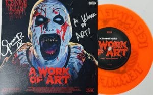 Spencer Charnas signed vinyl, Ice Nine Kills signed 7 inch, A Work of Art vinyl, Ice Nine Kills autograph, Spencer Charnas autograph, Terrifier music collectible, Art the Clown Terrifier, Ice Nine Kills collectible, horror themed vinyl, signed metal vinyl, metalcore signed record, Ice Nine Kills memorabilia, Spencer Charnas collectible, horror music memorabilia, signed 7 inch record