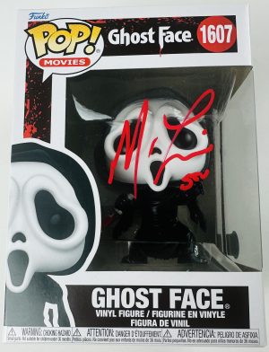 Funko Pop horror collectible, Ghostface Funko Pop, horror display collectible, horror memorabilia collectible, horror movie autograph, Matthew Lillard autograph, Matthew Lillard signed, officially licensed Ghostface, rare Scream autograph, Scream 1996 collectible, Scream fan collectible, Scream signed memorabilia, signed Ghostface Funko, slasher film collectible, Stu Macher autograph