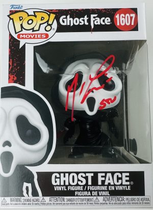 Funko Pop horror collectible, Ghostface Funko Pop, horror display collectible, horror memorabilia collectible, horror movie autograph, Matthew Lillard autograph, Matthew Lillard signed, officially licensed Ghostface, rare Scream autograph, Scream 1996 collectible, Scream fan collectible, Scream signed memorabilia, signed Ghostface Funko, slasher film collectible, Stu Macher autograph