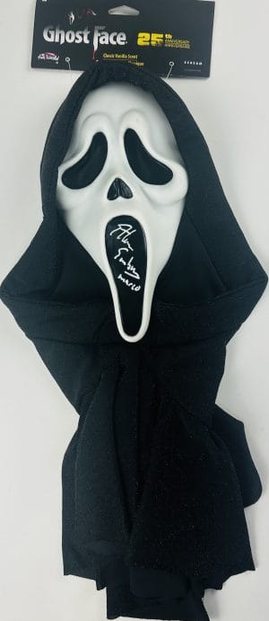 Ethan Embry autograph, Ethan Embry signed, Ghostface mask signed, horror display collectible, horror memorabilia collectible, horror movie autograph, horror movie collectible, Marco autograph, officially licensed Ghostface, rare Scream autograph, Scream 1996 collectible, Scream fan collectible, Scream signed memorabilia, signed Ghostface mask, slasher film collectible