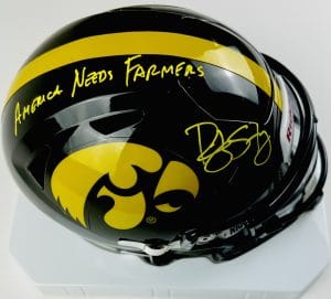 Ricky Stanzi, Ricky Stanzi autograph, Ricky Stanzi signed helmet, Iowa Hawkeyes football, Iowa Hawkeyes ANF helmet, America Needs Farmers, ANF Iowa Hawkeyes, Hawkeyes midi helmet, Iowa football memorabilia, Big Ten football memorabilia, signed football helmet, Hawkeyes helmet autograph, Iowa memorabilia, Iowa Hawkeyes collectible, Hawkeyes football collectible