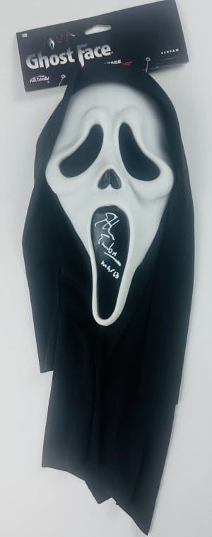 Ethan Embry autograph, Ethan Embry signed, Ghostface mask signed, horror display collectible, horror memorabilia collectible, horror movie autograph, horror movie collectible, Marco autograph, officially licensed Ghostface, rare Scream autograph, Scream 1996 collectible, Scream fan collectible, Scream signed memorabilia, signed Ghostface mask, slasher film collectible