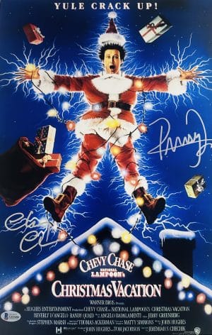 Chevy Chase, Randy Quaid, Clark Griswold, Cousin Eddie, Christmas Vacation, National Lampoons Christmas Vacation, Signed Christmas Vacation Photo, Dual Signed Photo, Chevy Chase Autograph, Randy Quaid Autograph, Holiday Movie Memorabilia, Christmas Movie Collectibles, BAS Certified, Beckett Authenticated, 12x18 Signed Photo