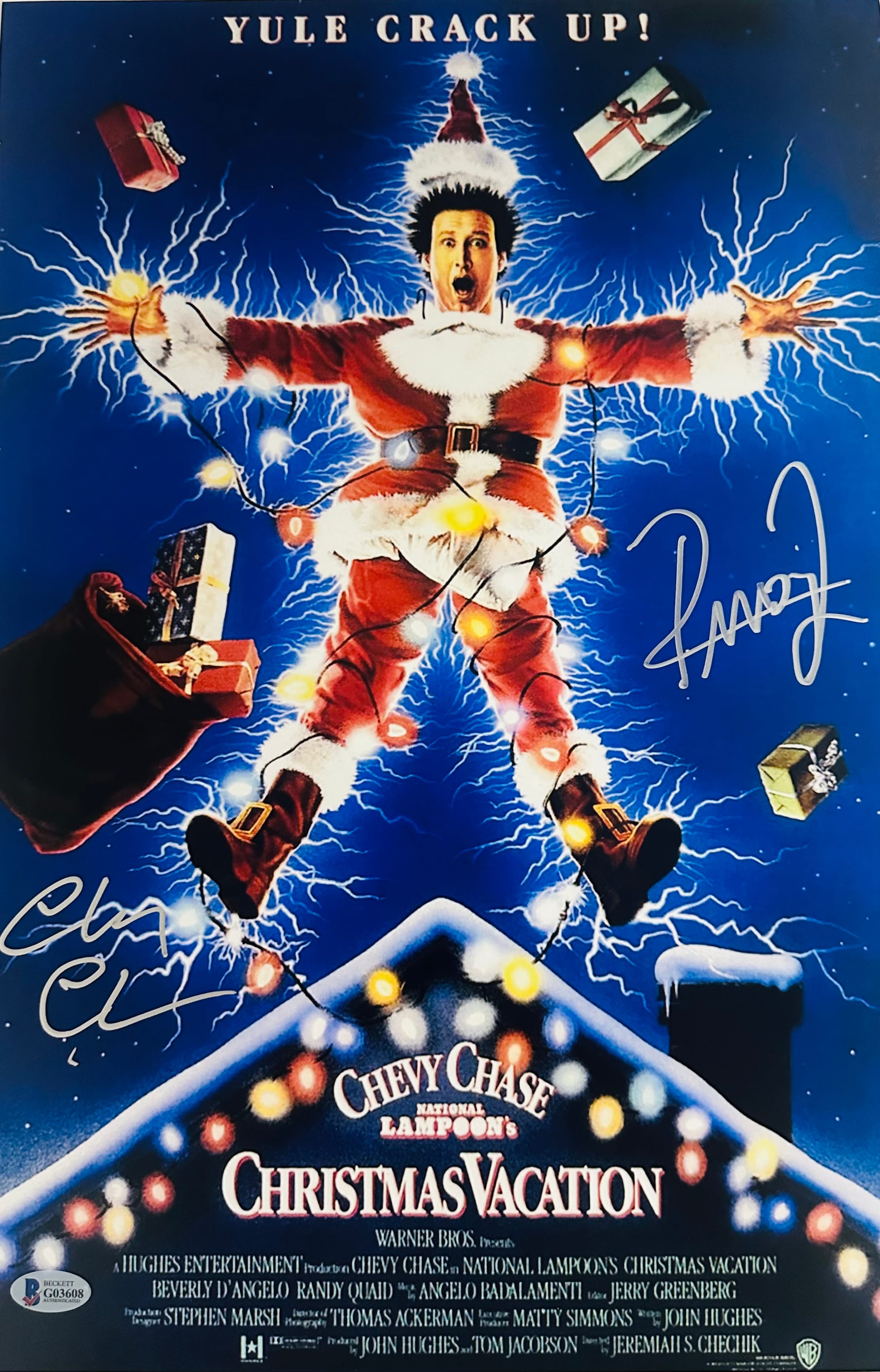 Chevy Chase Randy Quaid Signed 12x18 Christmas Vacation Photo Autograph BAS 608