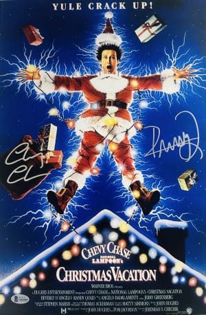 Chevy Chase Randy Quaid Signed 12x18 Christmas Vacation Photo Autograph BAS 605